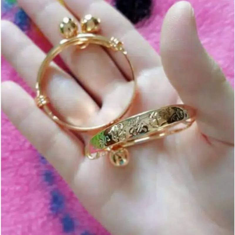 gelang anak kerincing 2 pcs perhiasan anak gold perhiasan wanita