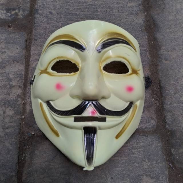 (BISA COD) TOPENG ANONYMOUS VENDETTA GUY FAWKES WARNA KUNING BAHAN PLASTIK COCOK UNTUK ANAK DEWASA