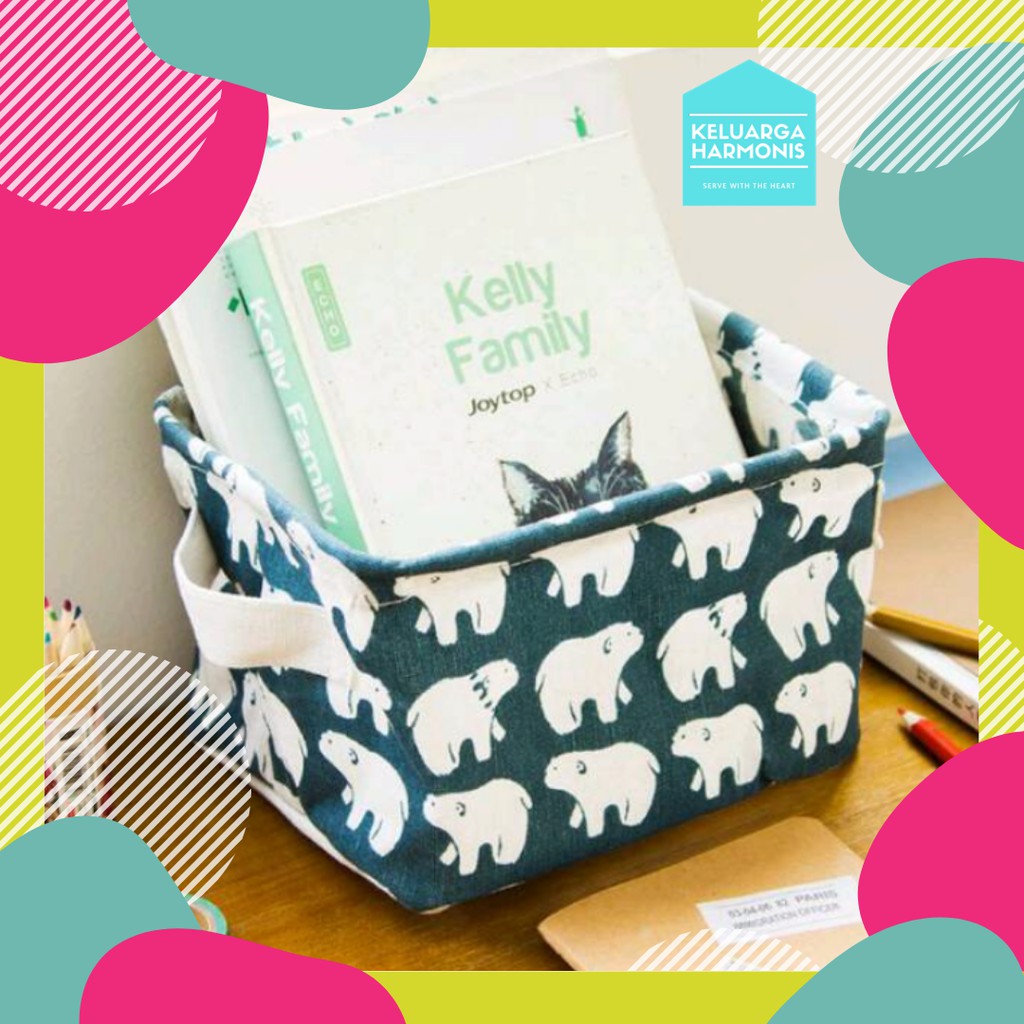 Kotak Penyimpanan Kosmetik Bahan Katun Linen