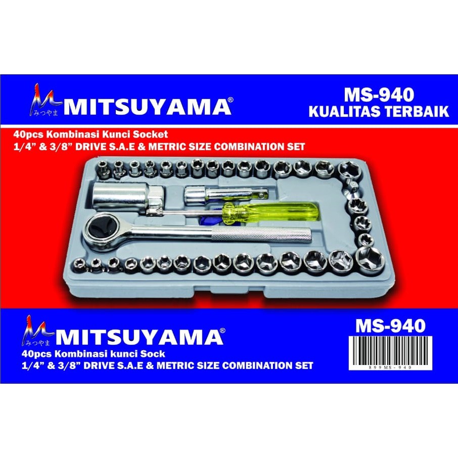 Kunci sok 40 Pcs MITSUYAMA Multipurpose Combination Socket Wrench set