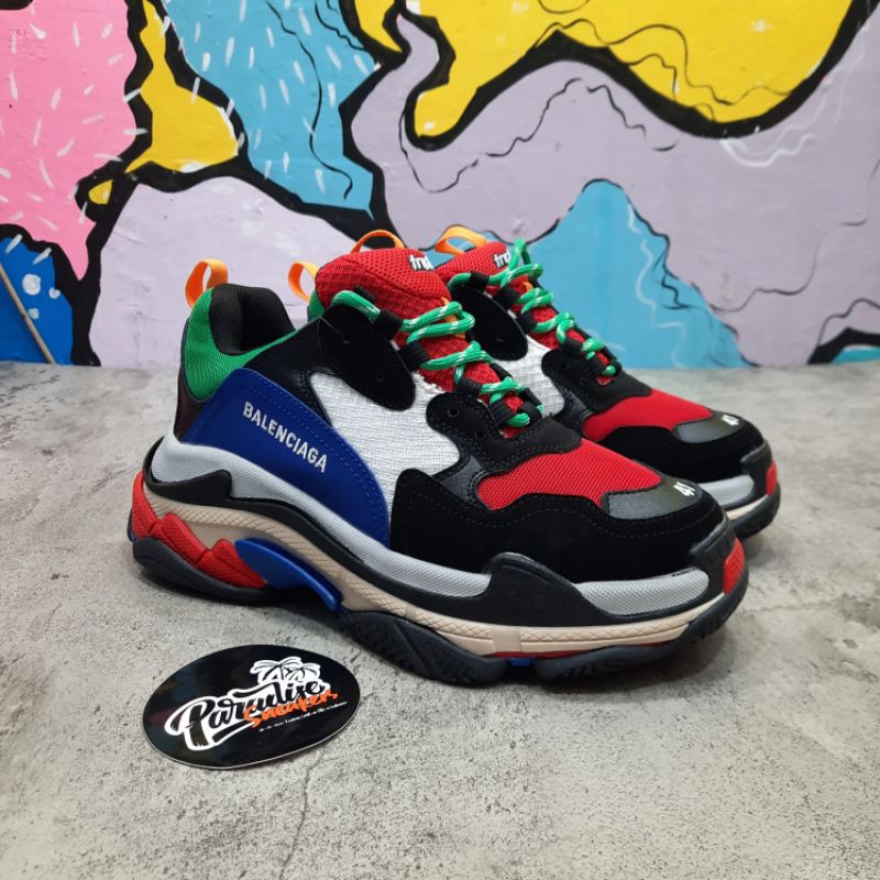 Sepatu Balenciaga Triple S  Blue Red Green