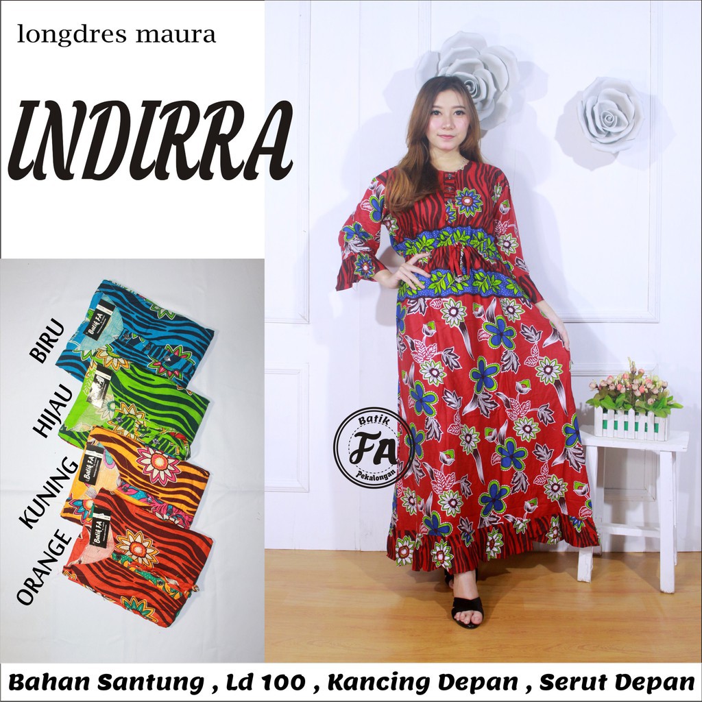 Longdres maura indirra grosir baju lengan panjang daster murah wanita kekinian fashion batik solo