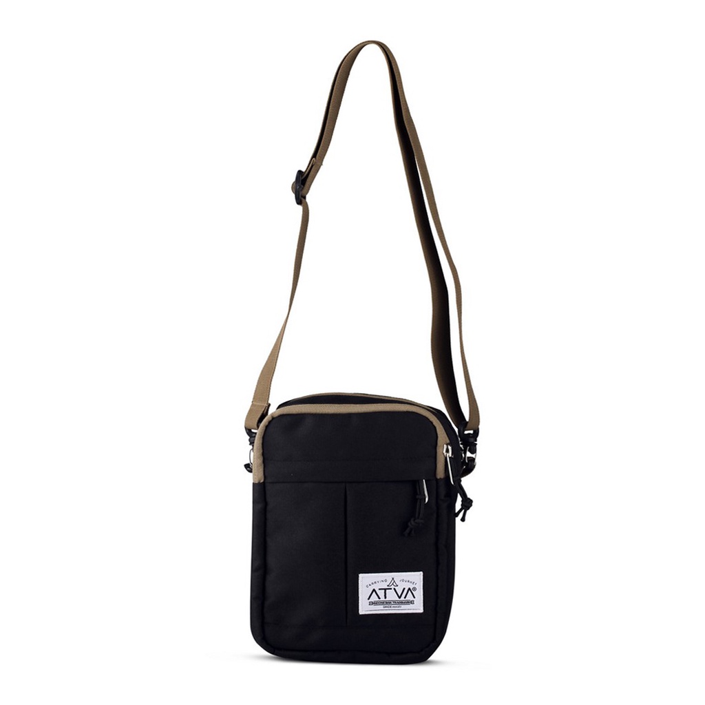 FIT BLACK ORIGINAL x ATVA Tas Selempang Hitam Pria Slingbag Casual Jalan Santai Main Hangout Nongkrong Sling Bag Distro Remaja Dewasa Daily Simple Shoulder Bag Premium Mini Shoulderbag Tas Slempang Outdoor Kecil Bahu Dada Keren Terbaru Kekinian Branded