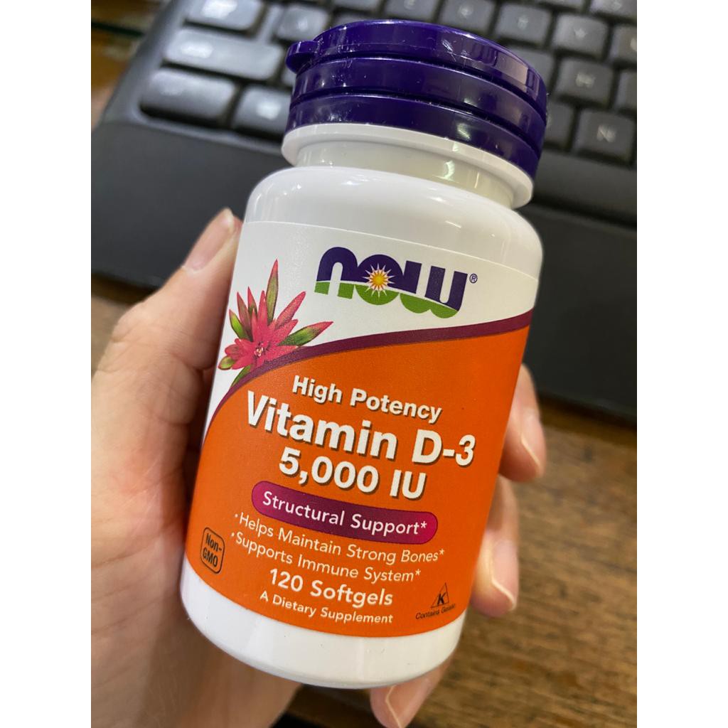 Now Foods Vitamin D3 5000 IU 5000IU Vit D 3 isi 120 Softgel Original