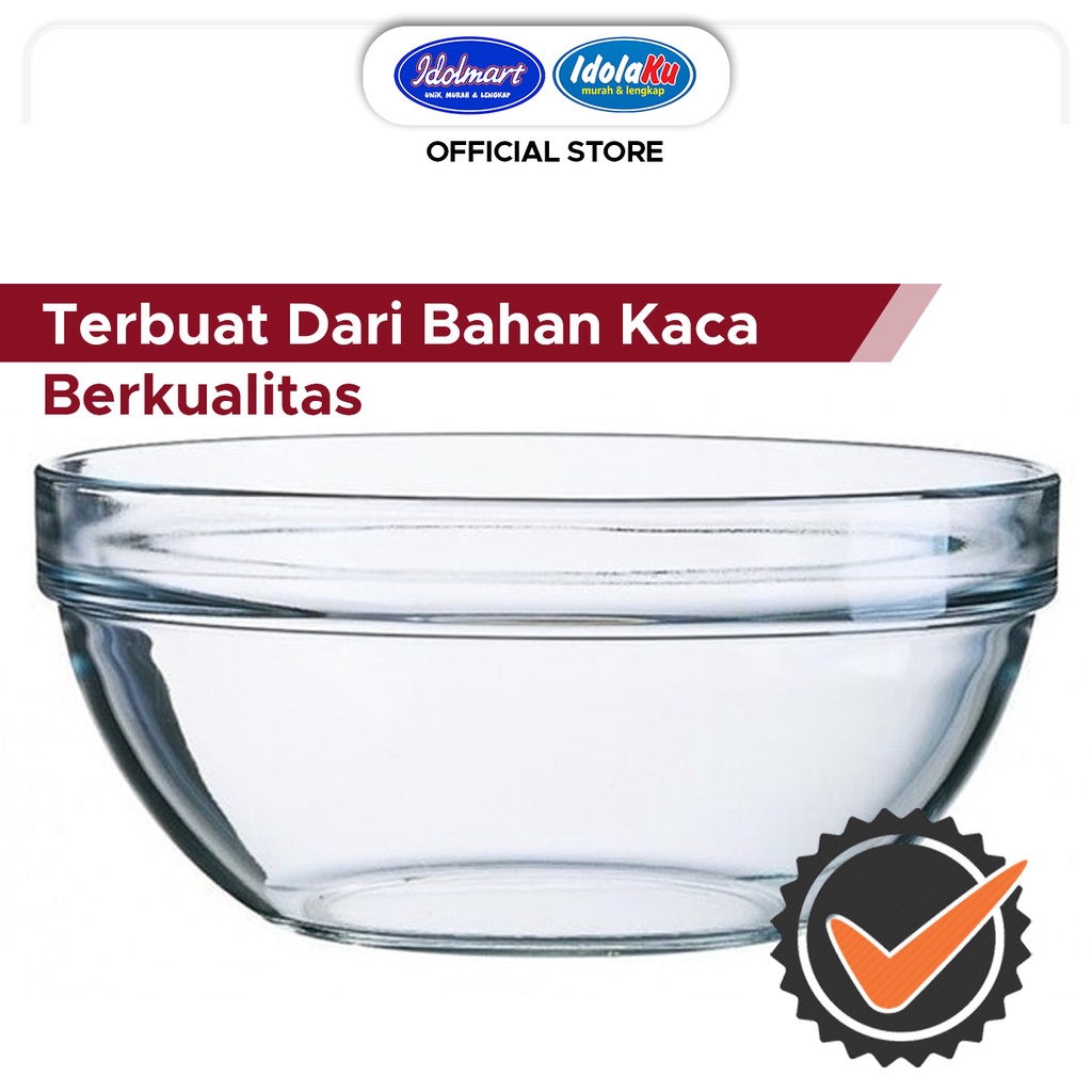 IDOLMART Mangkok Kaca Segi /Mangkok Soup/ Mangkok Kaca Tebal Serbaguna Surabaya