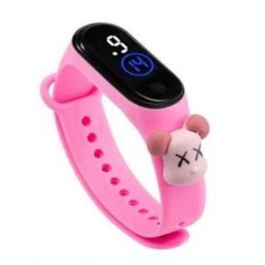 MoonLand JT203 Jam tangan anak  Elektronik Tahan Air IP67 Motif Kartun Anak Laki-laki Perempuan LED-Pink Gloomybear
