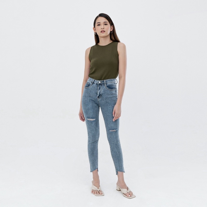 VIERLIN - Jeans 6010 - HIGH WAIST SKINNY JEANS RIPPED