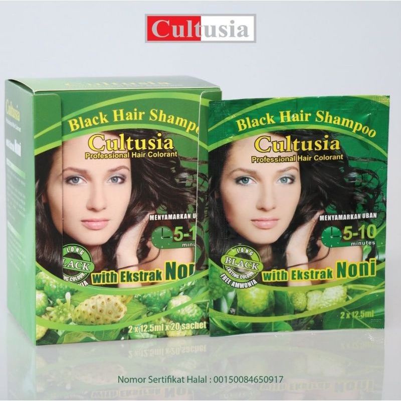 Cultusia Color Shampo Dark Brown Coklat / Black Hitam 25ml Harga 1 Sachet Original Bpom
