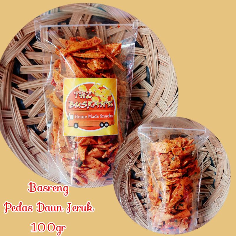 Makaroni dan Basreng Pedas Daun Jeruk 100gr-Basreng pedas jeruk