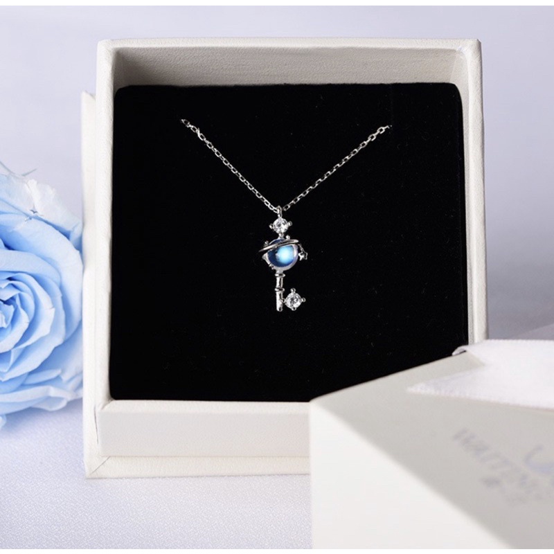 [1 PCS] Kalung Chain Necklace Planet Blue Crystal Sapphire Clavicle Pendant Necklace Fashion Jewelry