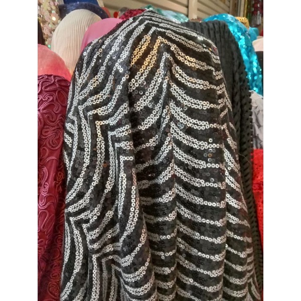 kain/bahan sequin seribu Payet hitam silver | sequin garment antik