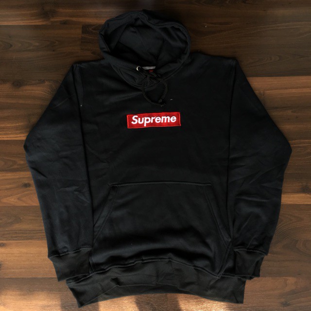 HOODIE SUPREME LOGO BOX MERAH PREMIUM HITAM SAML HOODIE IMPORT KOREA UBA