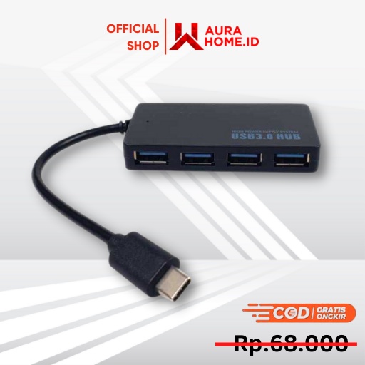 USB Type C to USB 3.0 Hub Adaptor 4 Port / Converter Hub Usb Type C Multi Port 4in1 To Usb LAN Ether