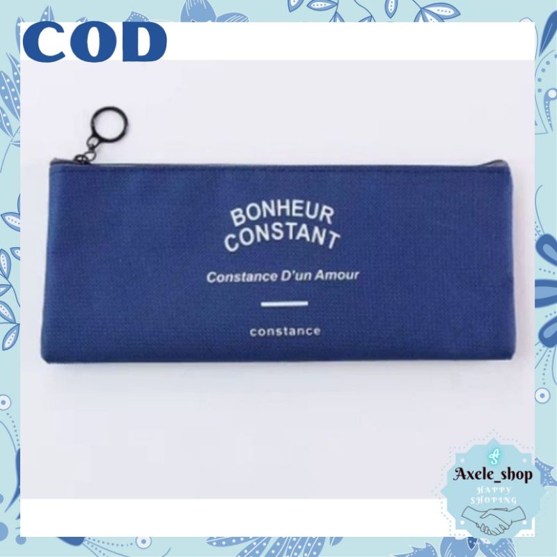 [ COD ]Tempat pensil Bonheur Constant / Pouch ATK / Pouch Organizer-Navy