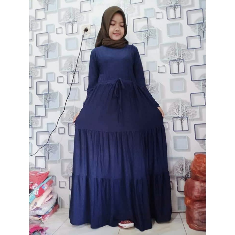 LANGSUNG KIRIM Gamis fabric jeans wash - Beby kanvas / Gamis wanita terlaris