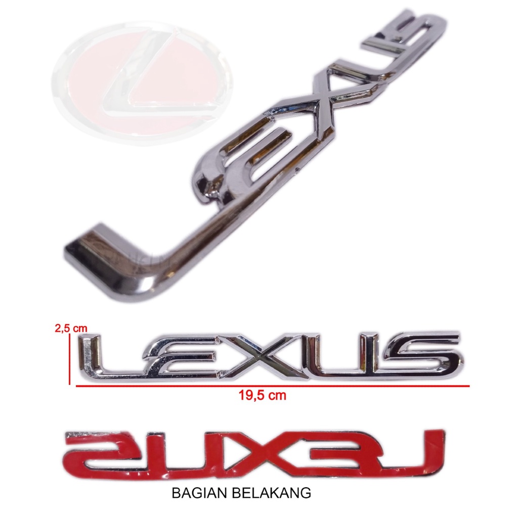 Emblem Logo Mobil Tulisan Lexus Chrome