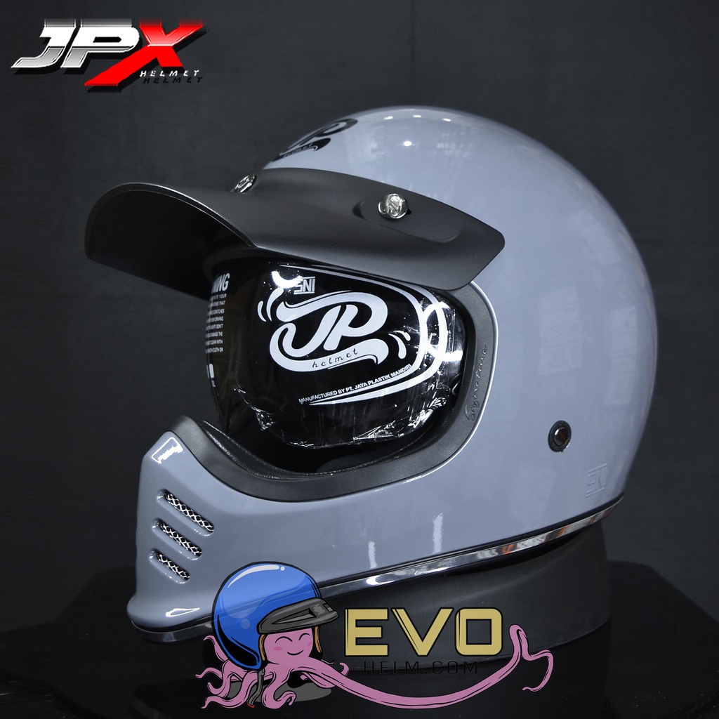 HELM JP SIGNATURE DARK GREY GLOSSY GREY METALIC ORIGINAL HELM JP CAKIL JP SIGNATURE SOLID GREY JPX JP RETRO