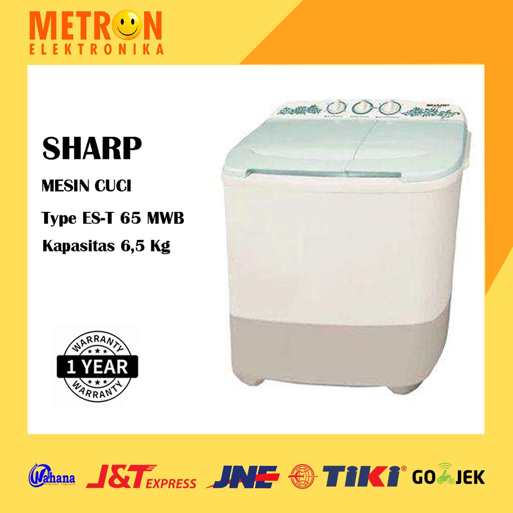 SHARP ES T 65 MWB / MESIN CUCI SEMI AUTO 6,5 KG BLUE / EST65MWB