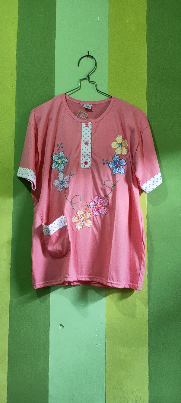 Batik Kencana Ungu Label Pink Setelan Xxl Rc 3/4 Kaos Bordir