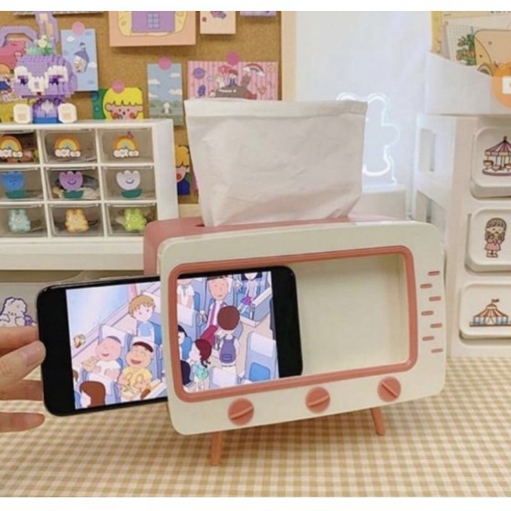 ❤GTB❤  R276 Tempat Tisu bentuk TV (Kotak tisu Box TV) desktop tv tissue Smartphone holder TV retro