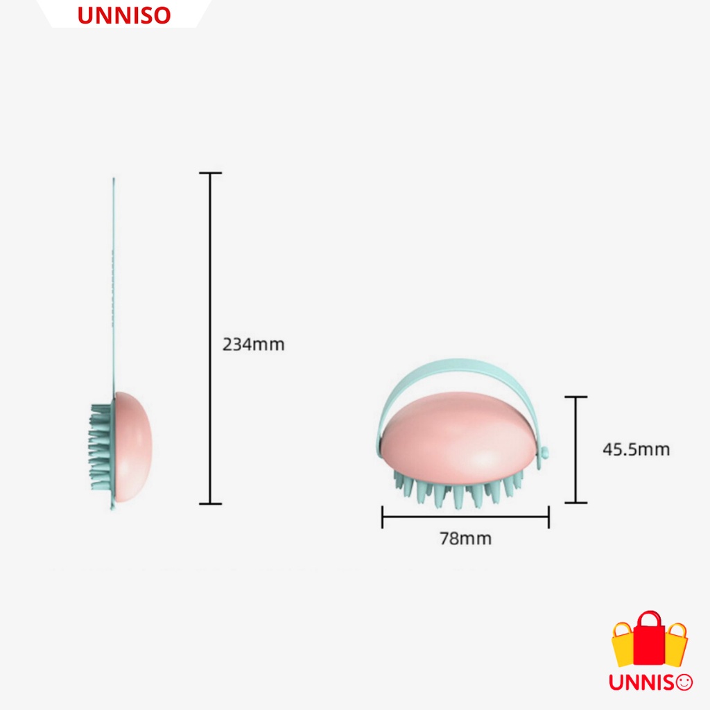 UNNISO - sisir keramas silicone dengan handle SK07