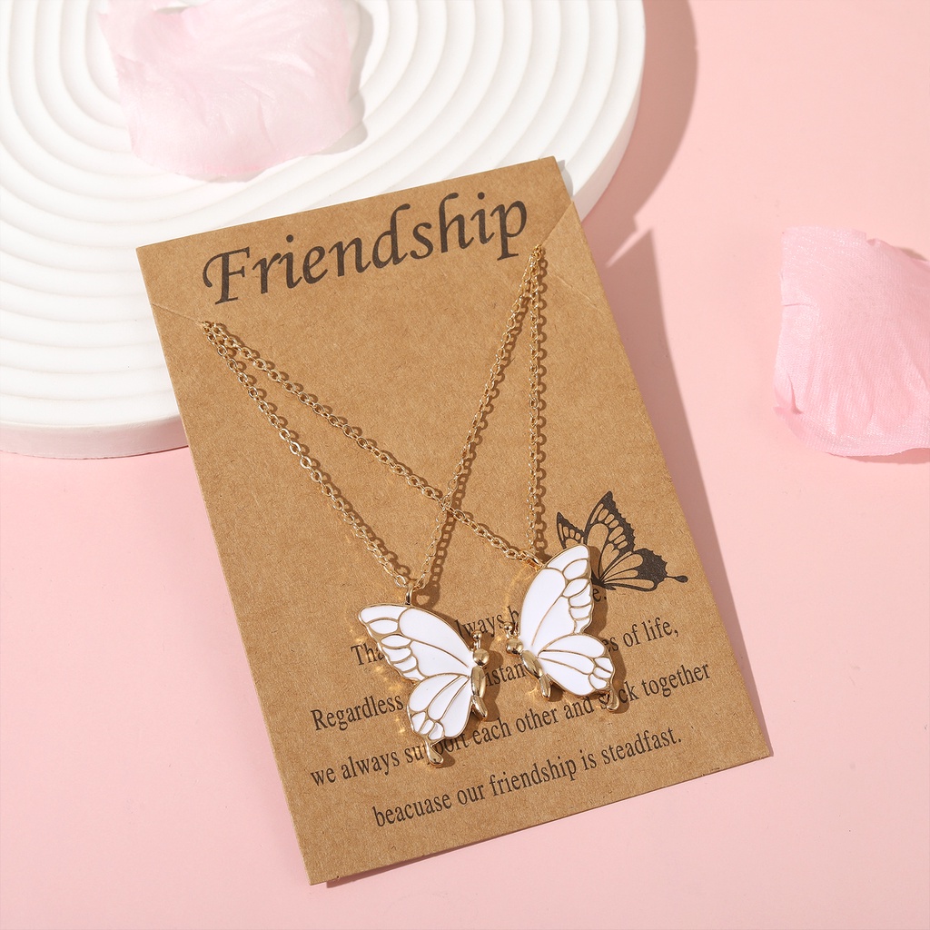 Qihe Kalung Rantai Liontin Kupukupu Warna Silver Untuk Wanita