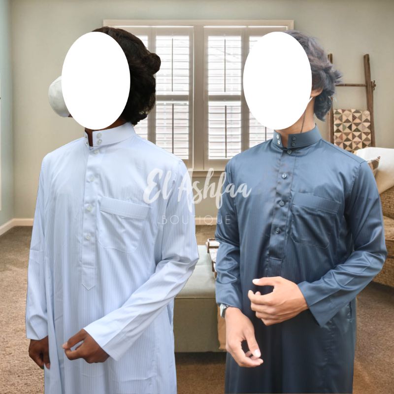 Jubah Saudi | Gamis Pria | Thobe Al Madini Polyster Salur - El Ashfaa Boutique