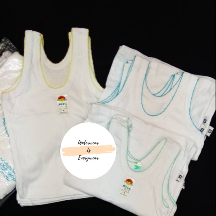 3 Pcs Kaos Dalam Nice Kids - Pakaian Dalam Singlet Anak Laki laki / Perempuan - Putih