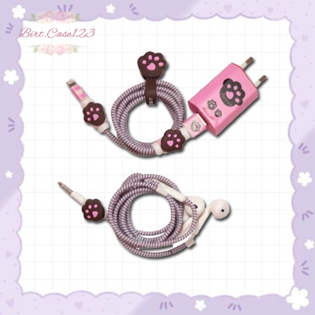 PAKET PELINDUNG KABEL CABLE PROTECTOR SET SPIRAL IPHONE &amp; ANDROID (CHARGER &amp; HEADSET) STIKER KARAKTER ADAPTER BC6253