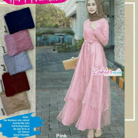 ➫ Tersedia LD 120 TILLE MEMUTAR & Ready 7 Warna Dress Gamis Brukat Aurel Premium Kayla Maxi ➱
