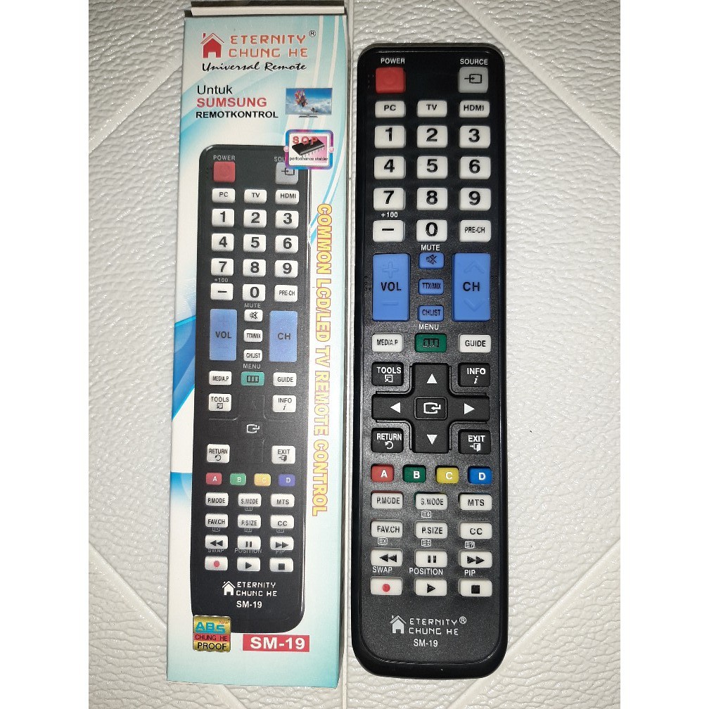 Remot Remote TV SAMSUNG MULTI TV LCD LED UNIVERSAL SM19 tanpa setting