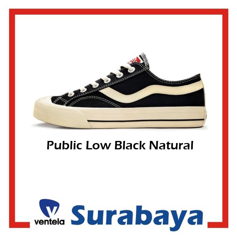 Sepatu Ventela Public Low Black Natural | Shopee Indonesia