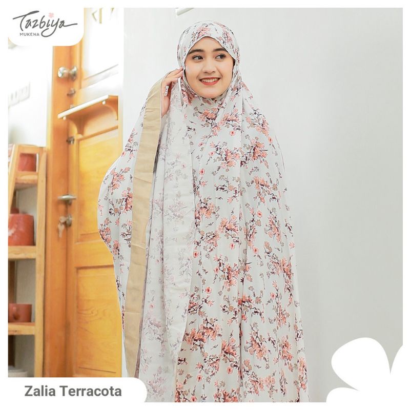 Mukena Tazbiya Zalia List Series Allsize Jumbo Katun Rayon Motif