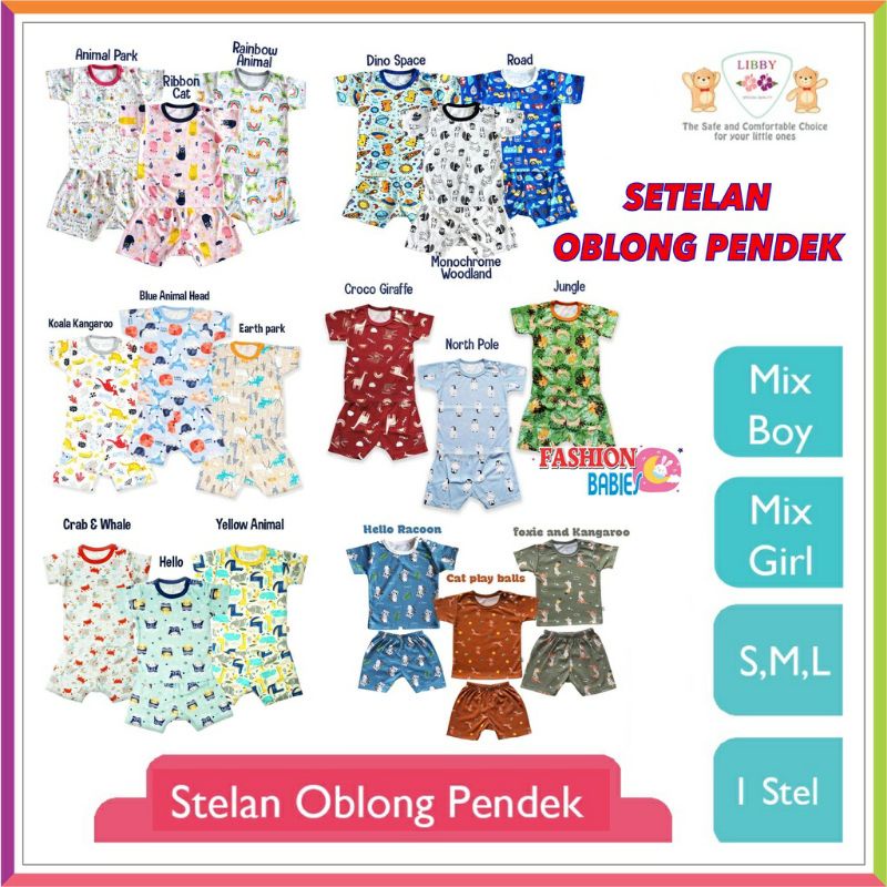 Setelan Oblong Libby PENDEK Motif Boy Girl S M L XL XXL