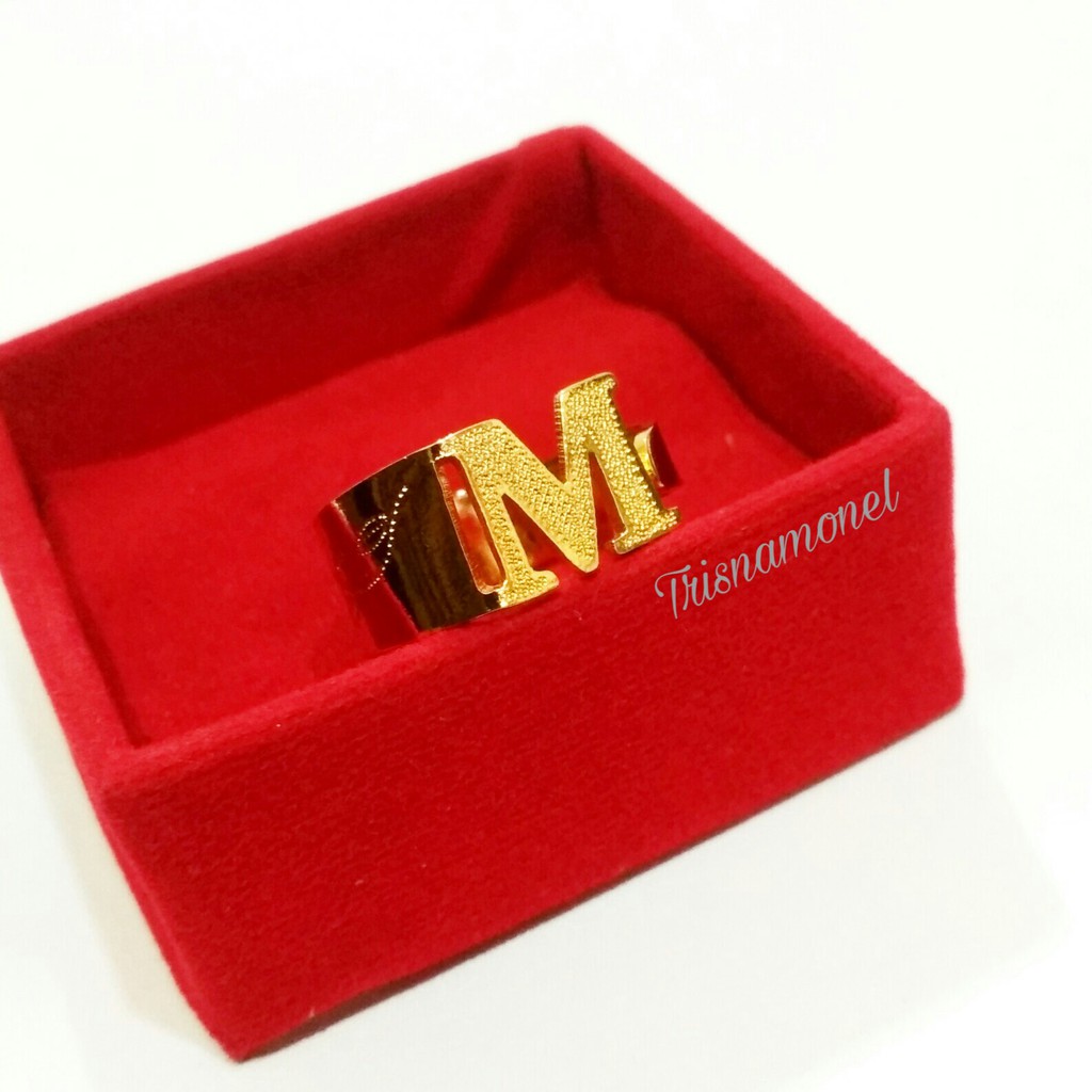 CINCIN CUSTOM HURUF BAHAN SILVER DAN KUNINGAN LAPIS EMAS