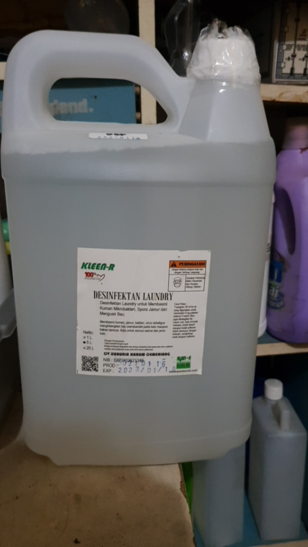Desinfektan Laundry @ 5 L Pembasmi Kuman Bakteri Jamur Bau, Kleen-r Harume