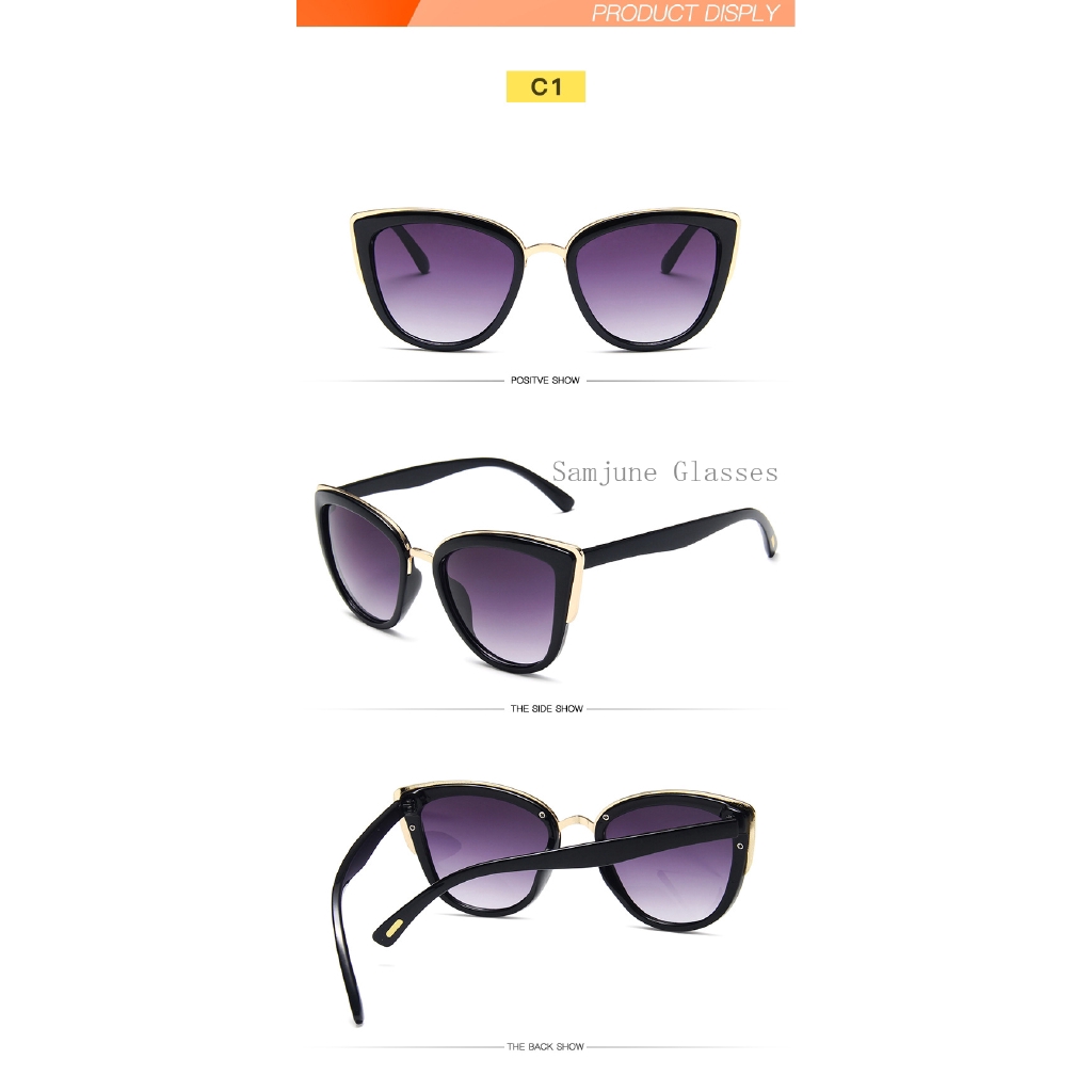 (YUZHU) Kacamata Hitam Model Cat Eye Klasik Vintage Untuk Wanita