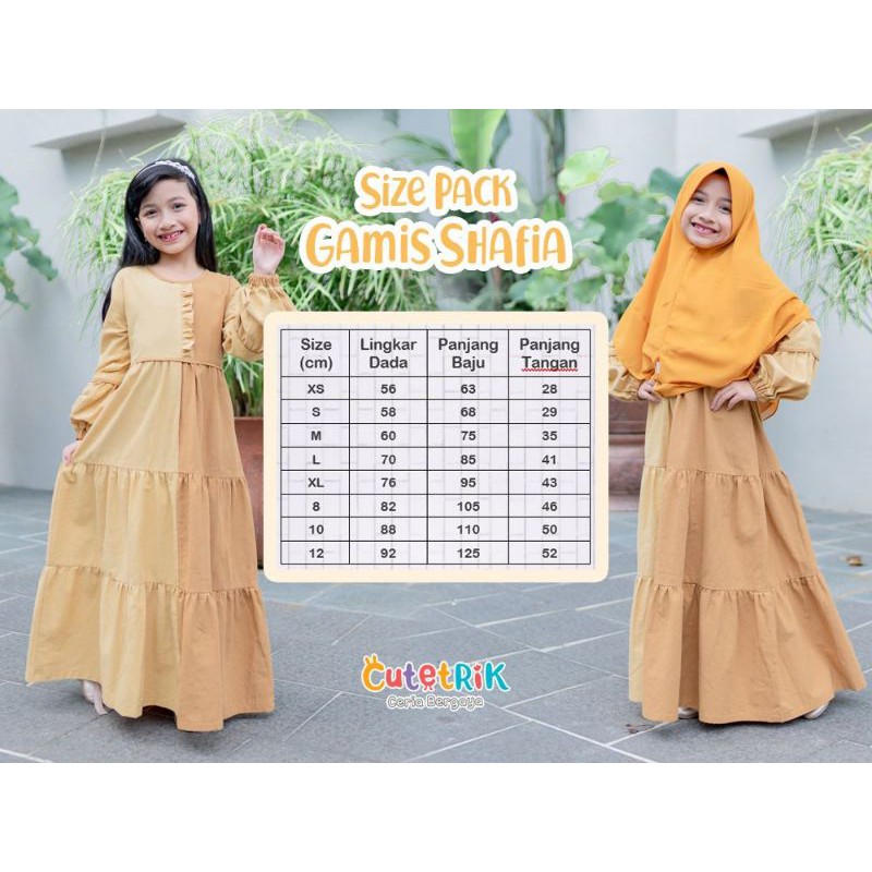 Gamis Shafia katun Cutetrik anak perempuan pesta usia 1-12 tahun terbaru