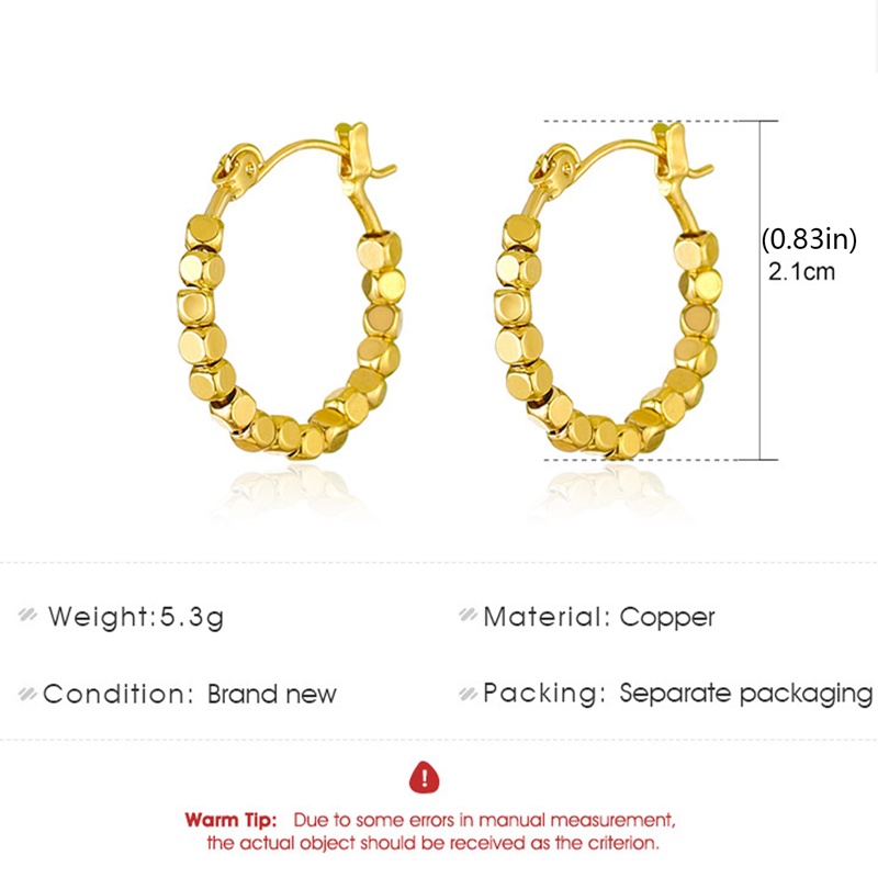 Anting Bentuk Lingkaran Persegi Kecil Warna Emas Gaya Vintage Korea Untuk Wanita