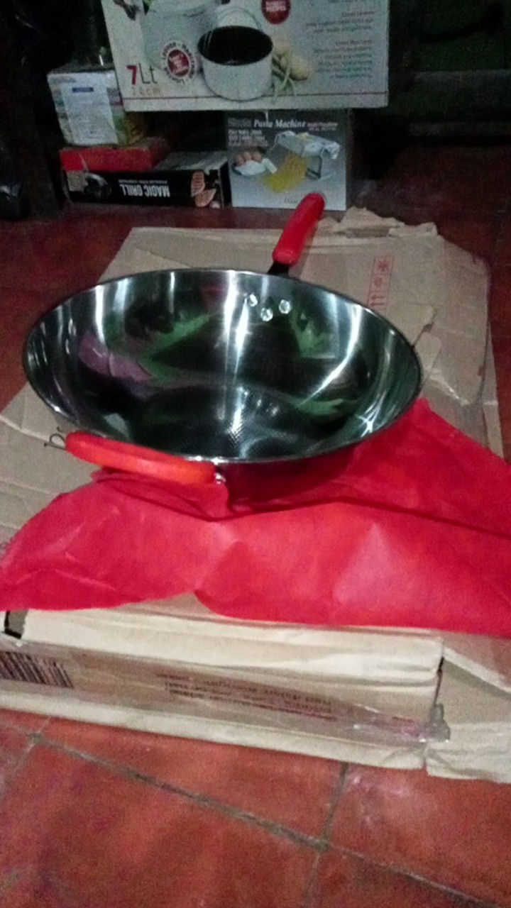 Gm Bear Wajan Wok Stainless Steel D32cm 1297 - Wok Stainless Steel