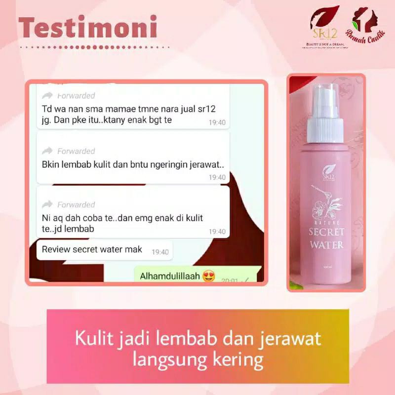 Nature Secret Water SR12 Facial Spray Face Mist Penyegar Wajah Kulit Kering Berjerawat BPOM