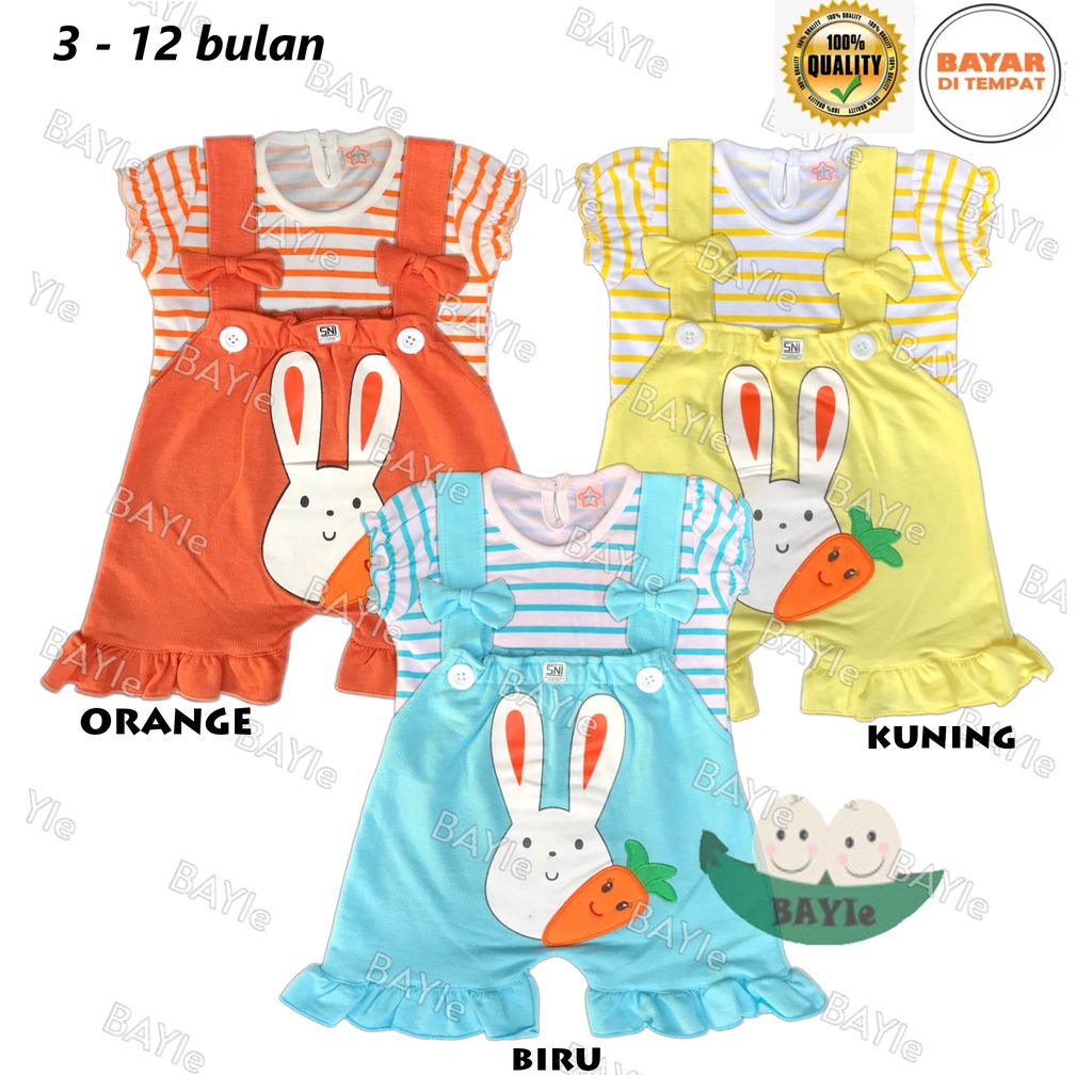 BAYIe - Setelan Baju Anak/Bayi Perempuan Cewek model Jumper/Romper/Hansop motif RABBIT LITTLE SNI umur 3-12 bulan