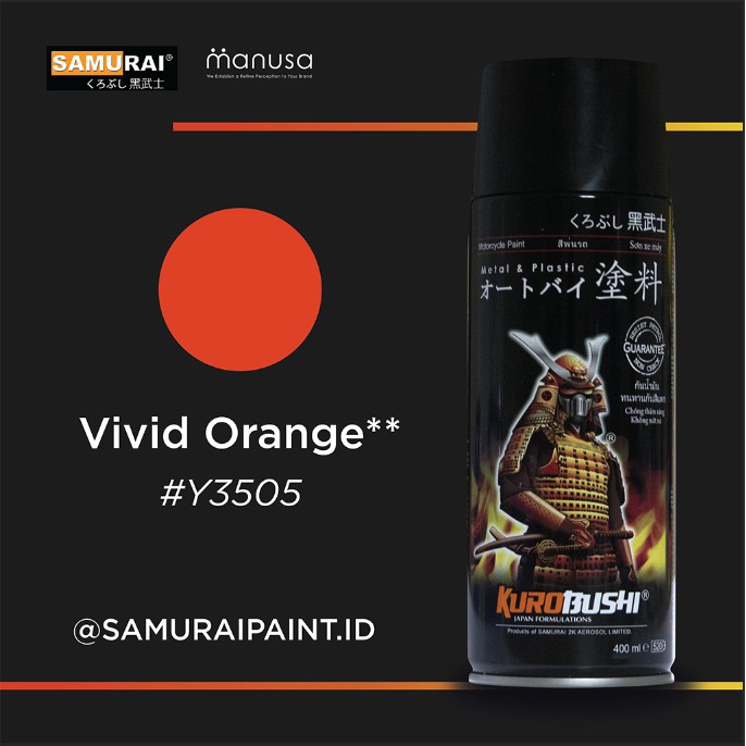 Samurai Paint Vivid Orange Yamaha #Y3505 Cat Aerosol Kualitas Kompresor