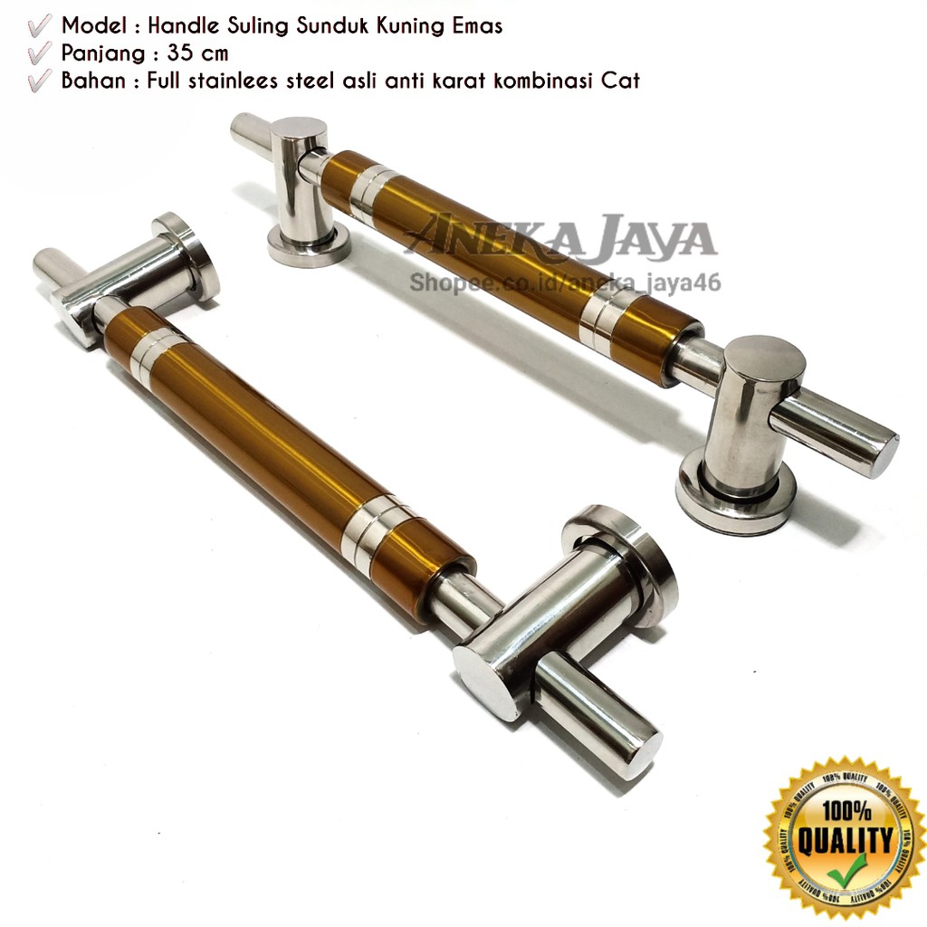 Handle Pintu rumah 35 cm kuning emas / Tarikan Pintu rumah / Pegangan Pintu rumah minimalis