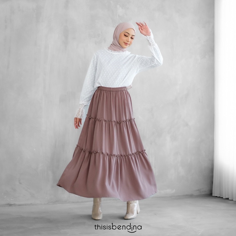 THISISBENDINA Rok Panjang Ruffle Katun Polos Zara Skirt