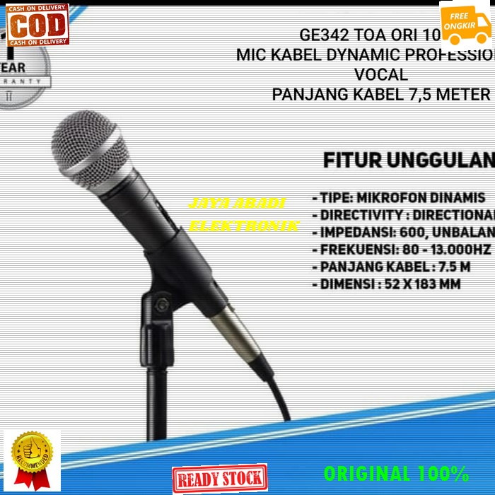 G342 NEW TOA ORIGINAL MIC KABEL BESI KARAOKE LEGENDARY DYNAMIC MIKROPON MIK MICROPHONE CARDIOID MIKR