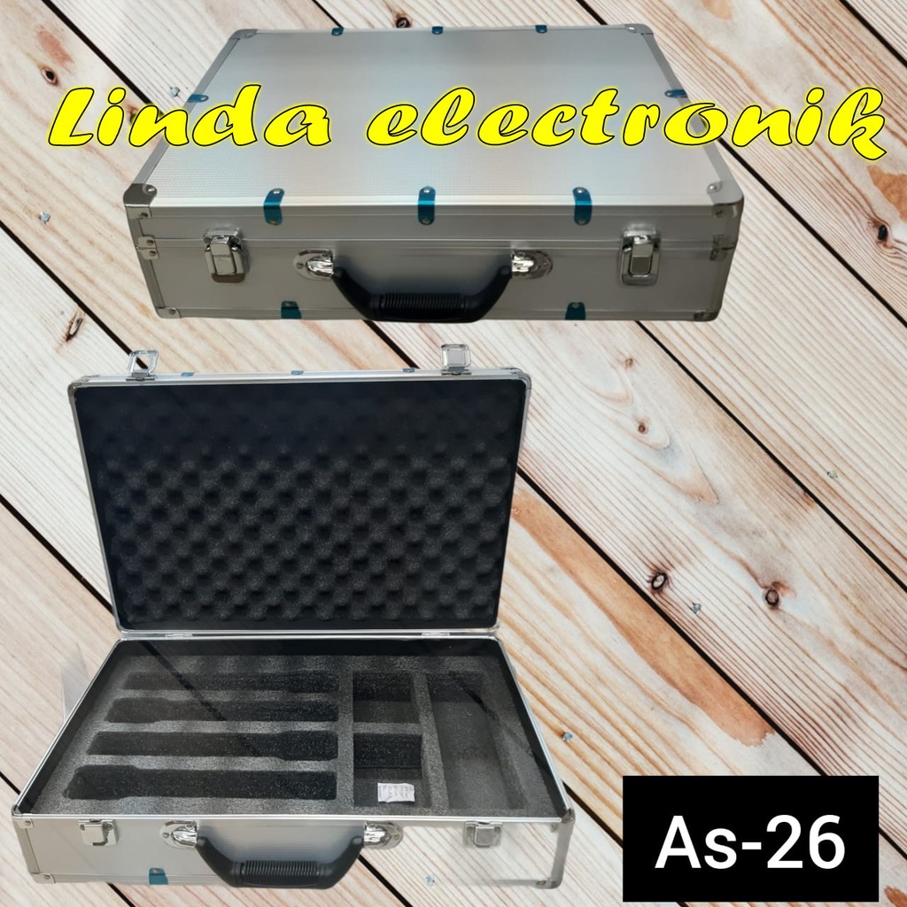 hardcase mic alumenium receiver panjang 4 mic P=31.5cm L=50cm T=12.5cm