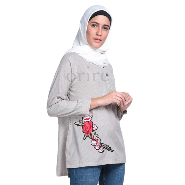 Baju Wanita Blouse Wanita Lengan Panjang Baju Atasan Muslimah Wanita 605 Coklat