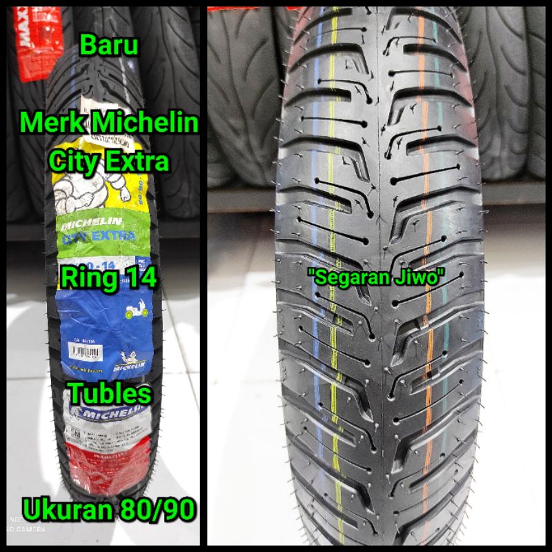 Ban tubles motor matic ring 14 Ukuran 80/90 Merk Michelin city extra Ban depan honda beat vario 110 