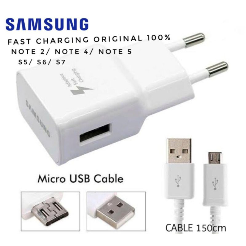 Charger Casan Fast Charging Samsung Galaxy S6 S7 Edge Note 4 5 Original